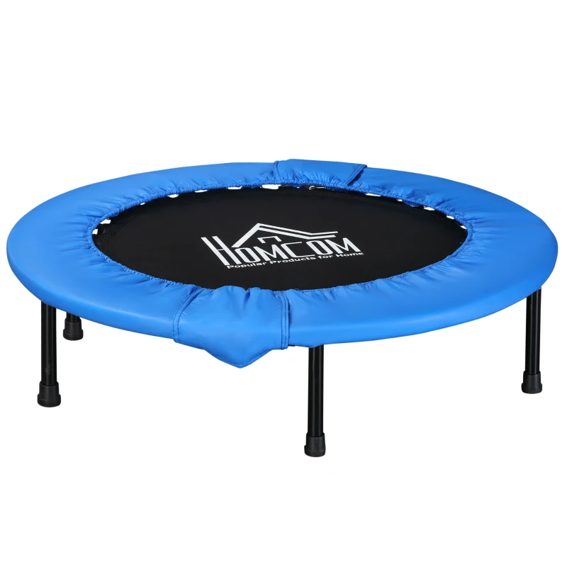 Soozier Φ38" Mini Fitness Trampoline Home Gym Yoga Exercise Rebounder Indoor Outdoor Jumper with Safety Pad, Blue and Black