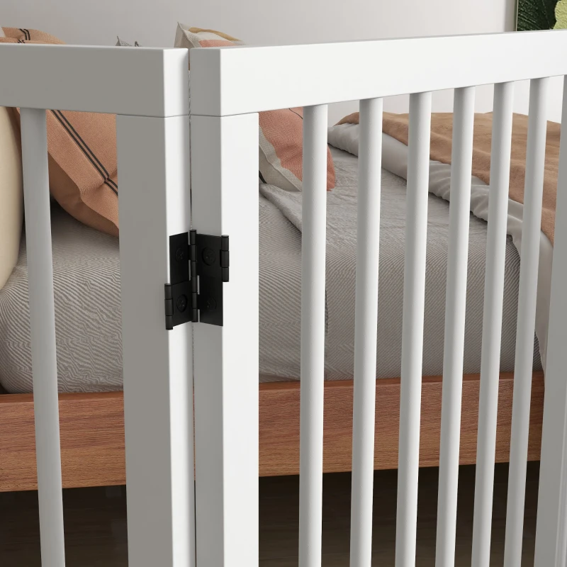 PawHut Free Standing Pet Gate, Foldable Dog Gates with 2 Support Feet, 4 Panels for Doorway Stairs, White