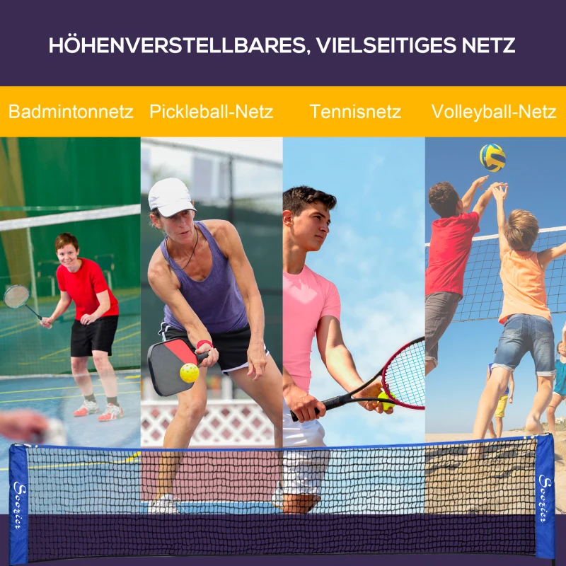 Soozier 10ft Badminton Net, Height Adjustable Outdoor Sports Net with Carry Bag, for Tennis, Pickleball and Volleyball, Blue