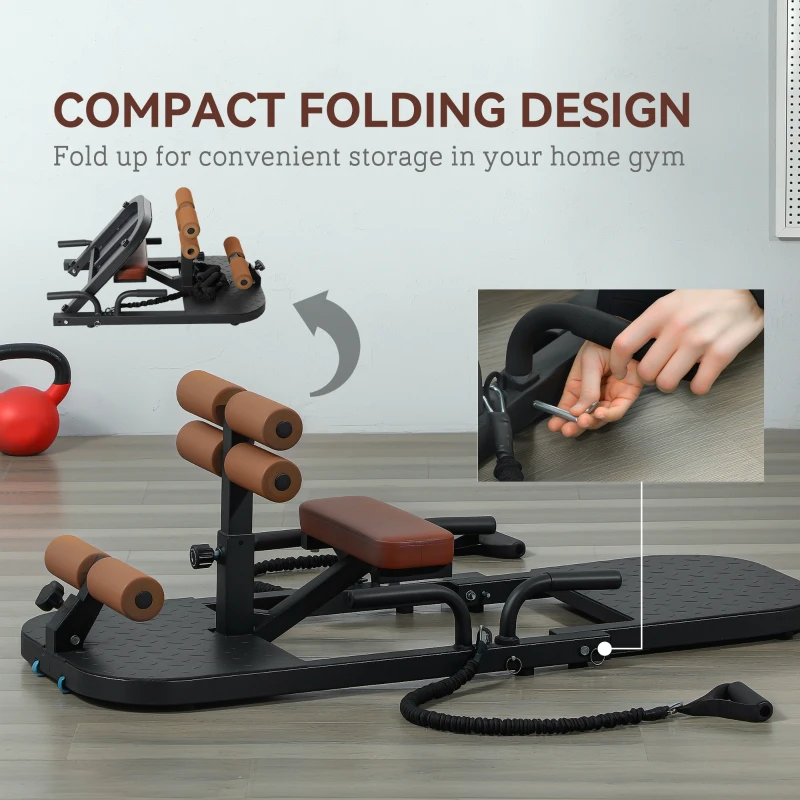 Soozier Foldable Sissy Squat Machine, Hip Thrust Machine with Push Up Stand, Multipurpose Glute Workout Equipment