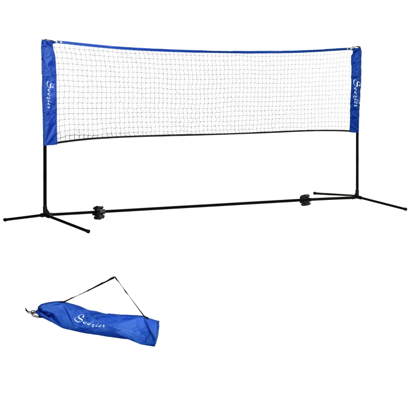 Soozier 10ft Badminton Net, Height Adjustable Outdoor Sports Net with Carry Bag, for Tennis, Pickleball and Volleyball, Blue
