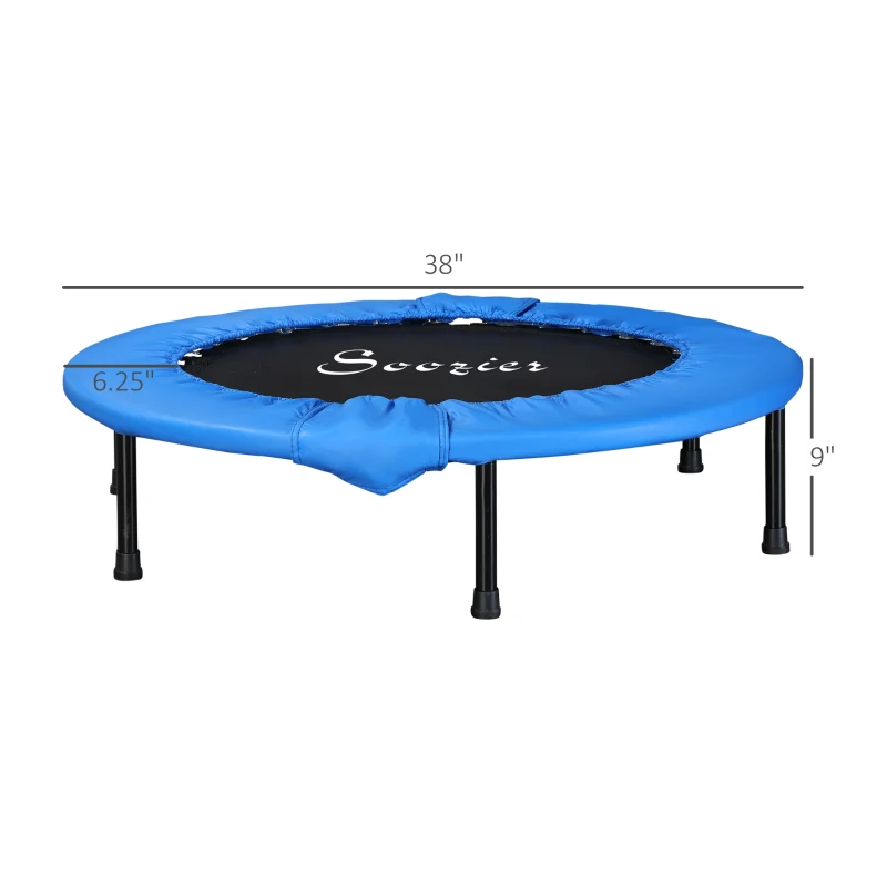 Soozier Φ38" Mini Fitness Trampoline Home Gym Yoga Exercise Rebounder Indoor Outdoor Jumper with Safety Pad, Blue and Black