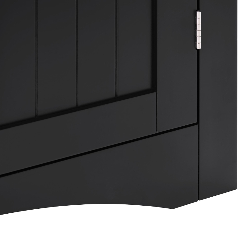 Bathroom Corner Storage Cabinet with Doors, Adjustable Shelves, Free-Standing Sideboard for Compact Room, 24.5" L x 12" W x 32.5" H, Black