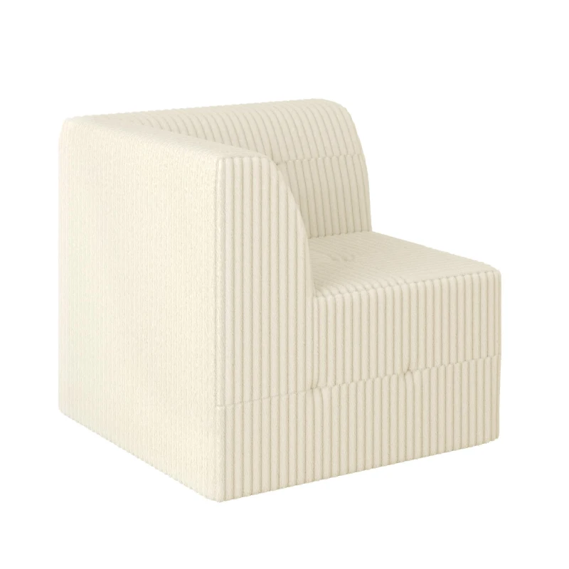 Compressed Corner Sectional Sofa with Foam-Filled Seats, Sleeper Sofa Ideal for Living Room, Bedroom, 32" L x 32" W x 30" H, White