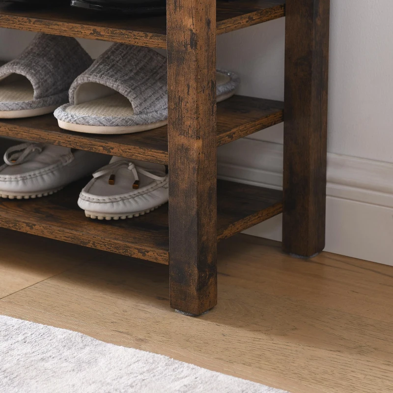 Height-Adjustable Long Shoe Bench with Lift-Up Concealed Storage, Durable Stool with Ventilated Compartments, 39.5" L x 12" W x 22" H, Vintage