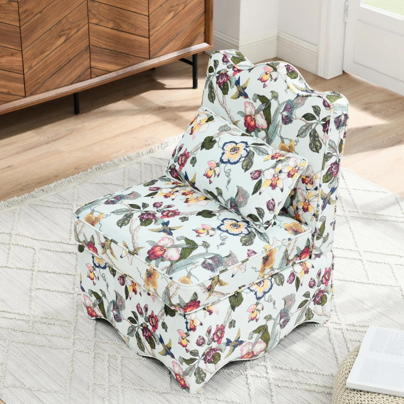 Flannel Upholstered Armless Dining Chair with Soft Foam Seat & Backrest, Seat with Matching Lumbar Pillow, 23.5" L x 26" W x 33.5" H, Red