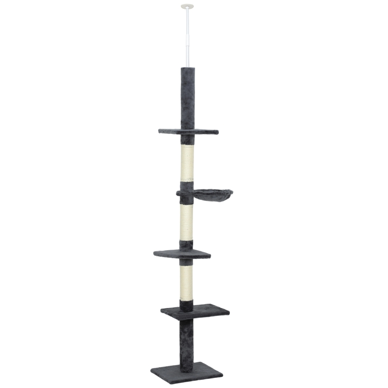 PawHut 8.5ft Cat Climbing Tree 5-Tier Kitty Activity Center with Scratching Post  Dark Grey