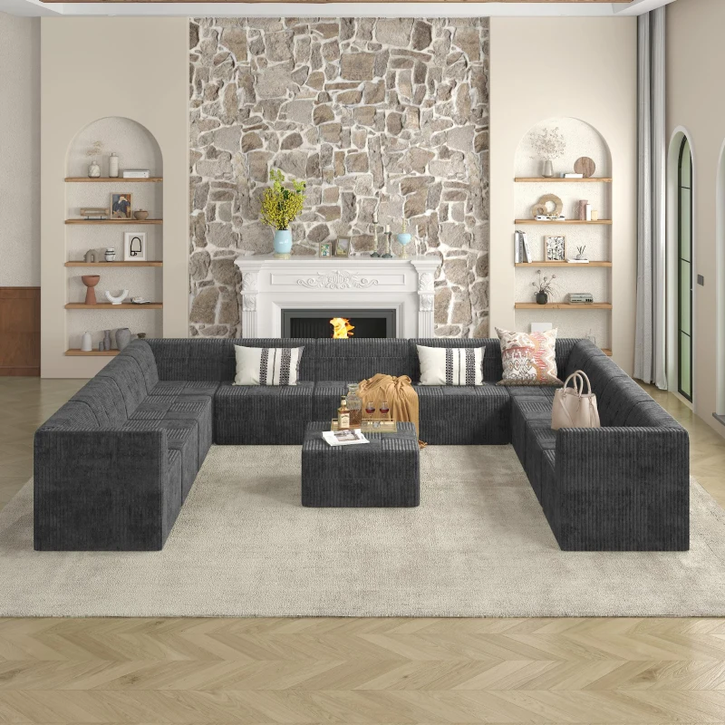 Single-Seat Compressed Sectional Sofa with Reversible Modular Design, Foam Construction for Plush Lounging, 33" L x 32" W x 30" H, Grey