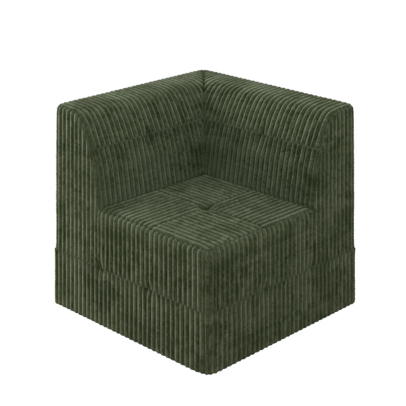 Compressed Corner Sectional Sofa with Plush Foam-Filled Seats, Sleeper Sofa Ideal for Living Room or Bedroom, 32" L x 32" W x 30" H, Green