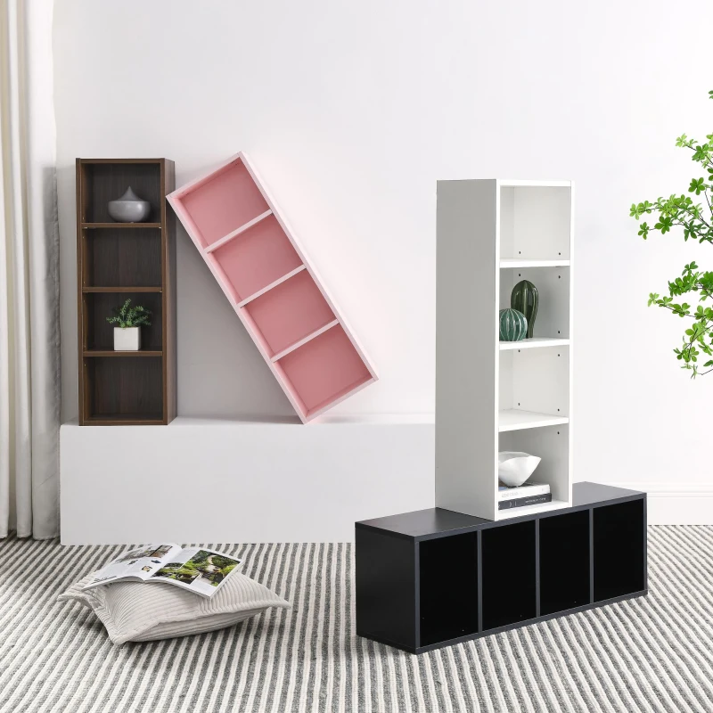 8-Tier Slim Media Tower Rack with Adjustable Shelves, Anti-Tip Hardware, Tall Narrow Bookcase for Compact Room, 11.5" L x 9.5" W x 71" H, Walnut
