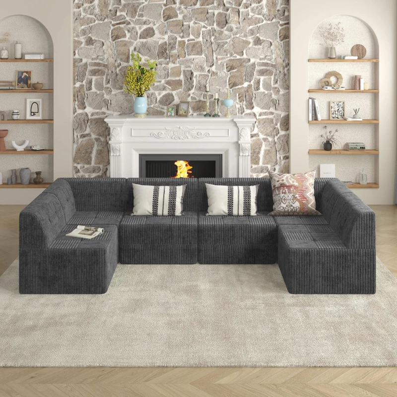 Compressed Corner Sectional Sofa with Plush Foam-Filled Seats, Sleeper Sofa Ideal for Living Room, Bedroom, 32" L x 32" W x 30" H, Grey