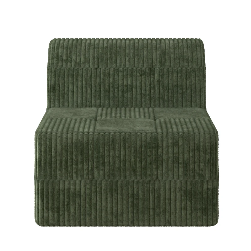 Single-Seat Compressed Sectional Sofa with Reversible Modular Design, Foam Construction for Plush Lounging, 33" L x 32" W x 30" H, Green