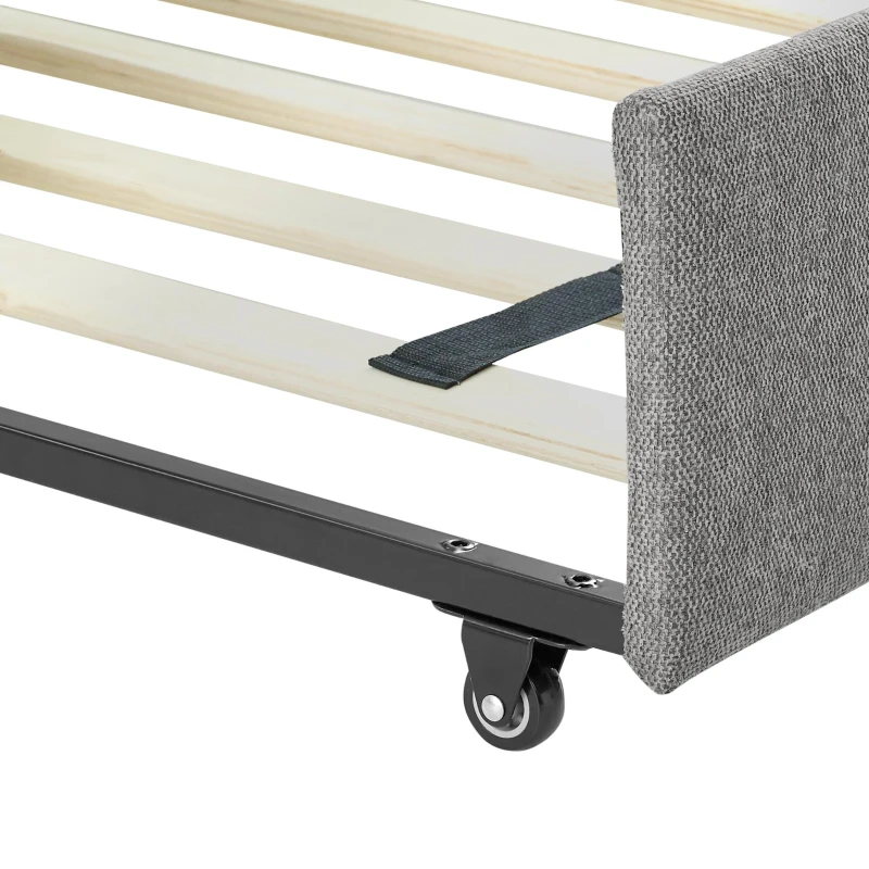 Queen Size Upholstered Daybed with Pull-Out Trundle and Storage Drawers, Assembly Required with All Tools, 88" L x 64.5" W x 34" H, Grey