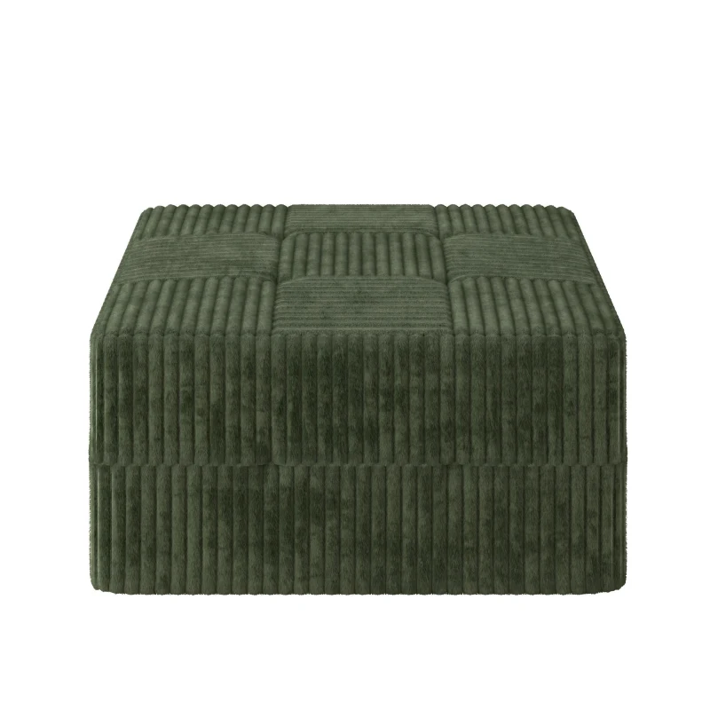 Compressed Sectional Ottoman Sofa with Space-Saving Reversible Design, Sleeper Sofa with Breathable Fabric, 33" L x 33" W x 17" H, Green