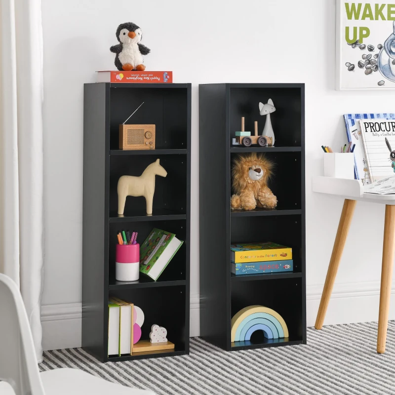 8-Tier Slim Media Tower Rack with Adjustable Shelves, Anti-Tip Hardware, Tall Narrow Bookcase for Compact Room, 11.5" L x 9.5" W x 71" H, Black