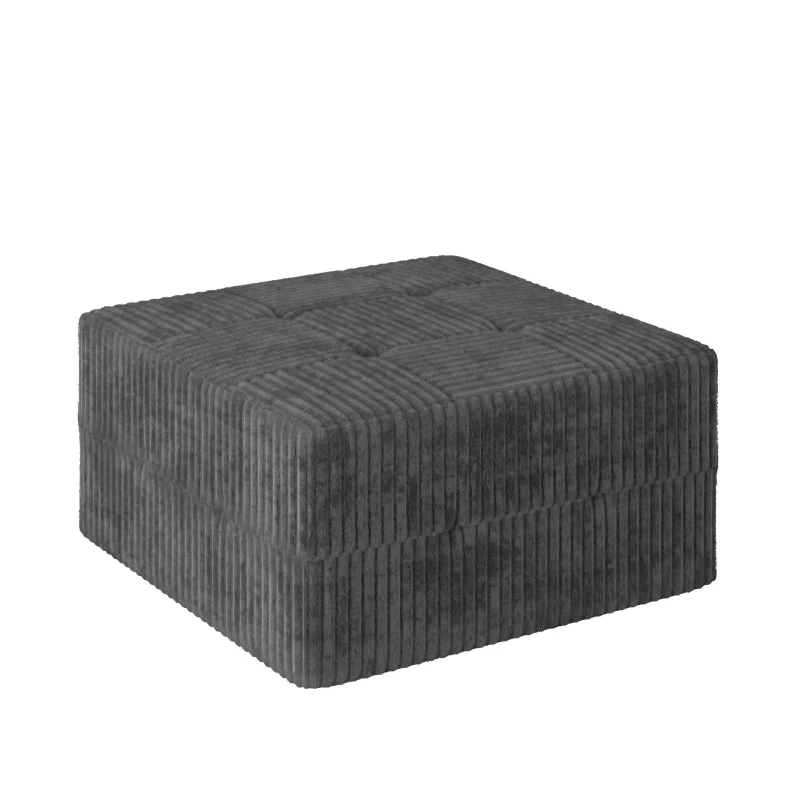 Compressed Sectional Ottoman Sofa with Space-Saving Reversible Design, Sleeper Sofa with Breathable Fabric, 33" L x 33" W x 17" H, Grey