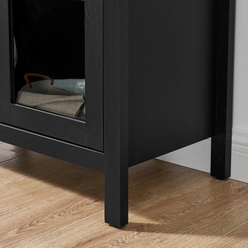 Arched Top Storage Cabinet with LED Light Strip, Adjustable Glass Shelves, Modern Bookcase for Living Room, 30" L x 15.5" W x 67" H, Black