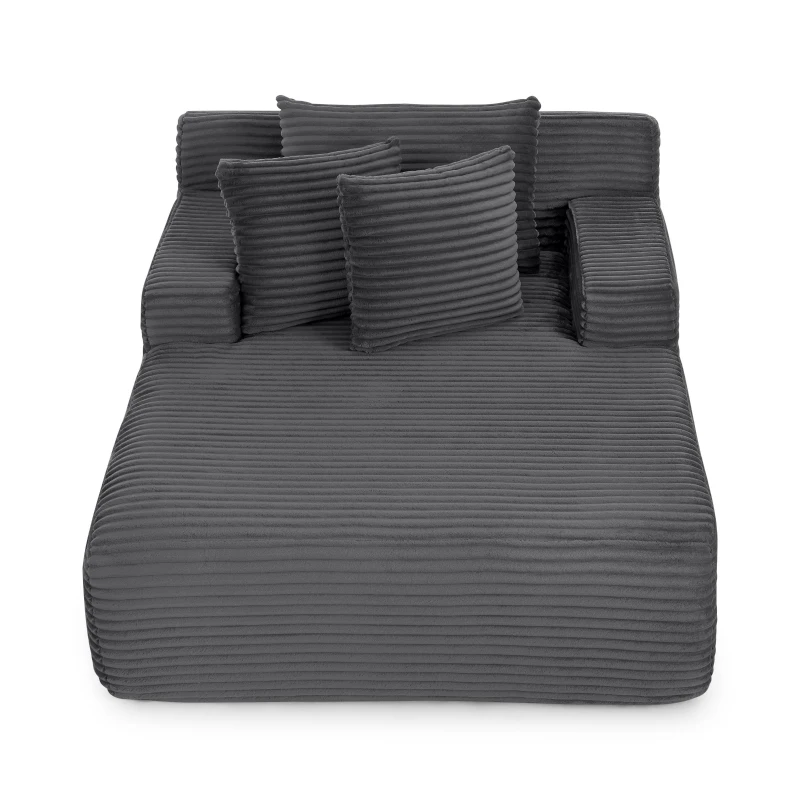 Modern Single Lazy Sofa Lounge Chair with High-Density Foam Fill, Sleeper Sofa Ideal for Living Room, 50" L x 65" W x 27.5" H, Dark Gray