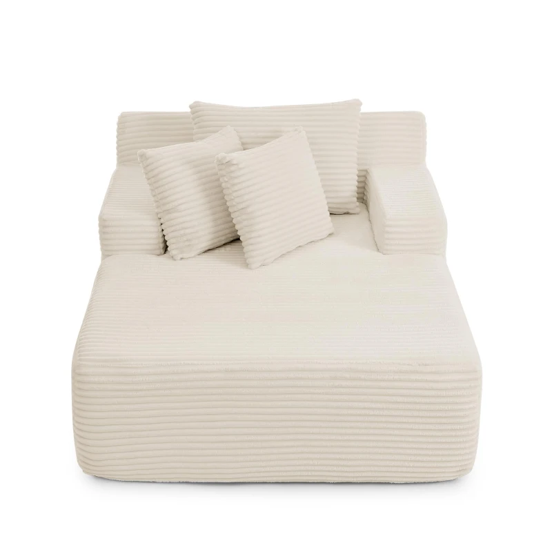 Modern Single Lazy Sofa Lounge Chair with High-Density Foam Fill, Sleeper Sofa Ideal for Living Room, 50" L x 65" W x 27.5" H, Beige