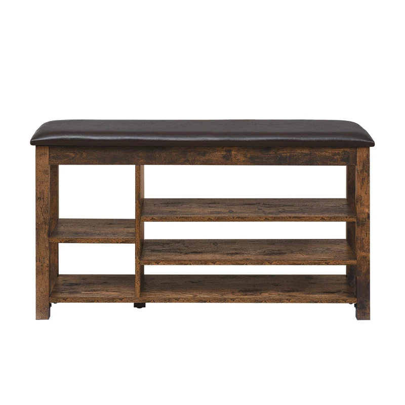 Height-Adjustable Long Shoe Bench with Lift-Up Concealed Storage, Durable Stool with Ventilated Compartments, 39.5" L x 12" W x 22" H, Vintage