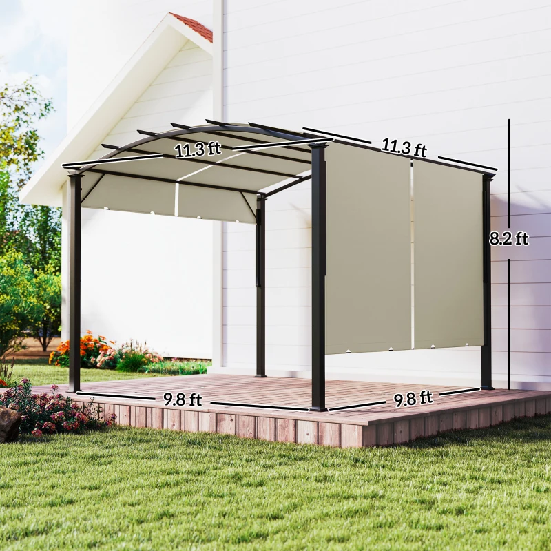 Outsunny 11' x 11' Outdoor Retractable Pergola Canopy for Backyard, Beige