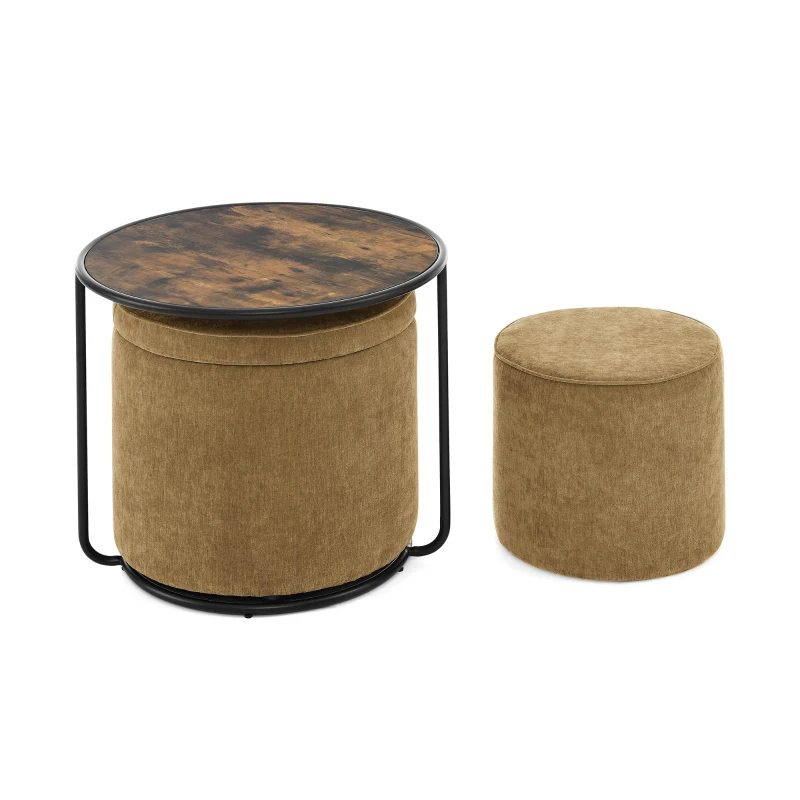 Ottoman Convertible Multi-Function Ottoman Table with Hidden Storage, Coffee Table Set for Living Room, 23.5" L x 23.5" W x 20" H, Dark yellow