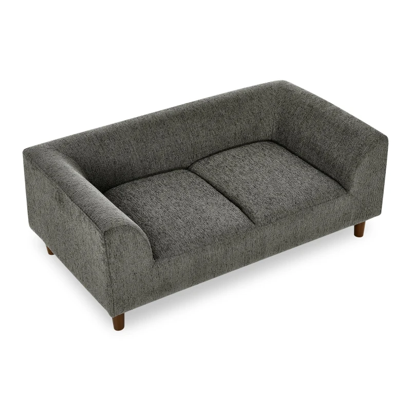 Modern Pet Sofa with Backrest and Armrests, Plush Foam Cushion, Low-Profile Dog Couch for Living Room, 40" L x 22.5" W x 14.5" H, Dark Gray