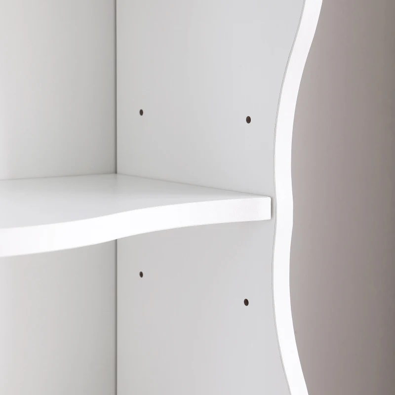 8-Tier Adjustable Slim Bookcase with Wavy Edge Design, Anti-Tip Hardware, Detachable Cabinets for Home Storage, 11.5" L x 9.5" W x 71" H, White