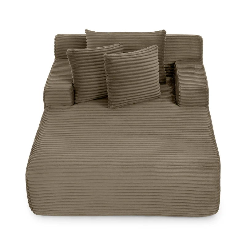 Modern Single Lazy Sofa Lounge Chair with High-Density Foam Fill, Sleeper Sofa Ideal for Living Room, 50" L x 65" W x 27.5" H, Brown