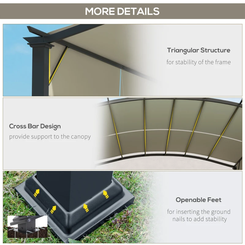 Outsunny 11' x 11' Outdoor Retractable Pergola Canopy for Backyard, Beige