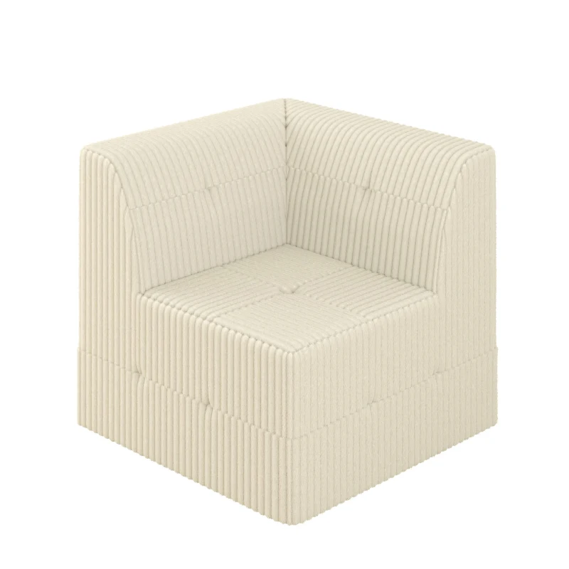 Compressed Corner Sectional Sofa with Foam-Filled Seats, Sleeper Sofa Ideal for Living Room, Bedroom, 32" L x 32" W x 30" H, White