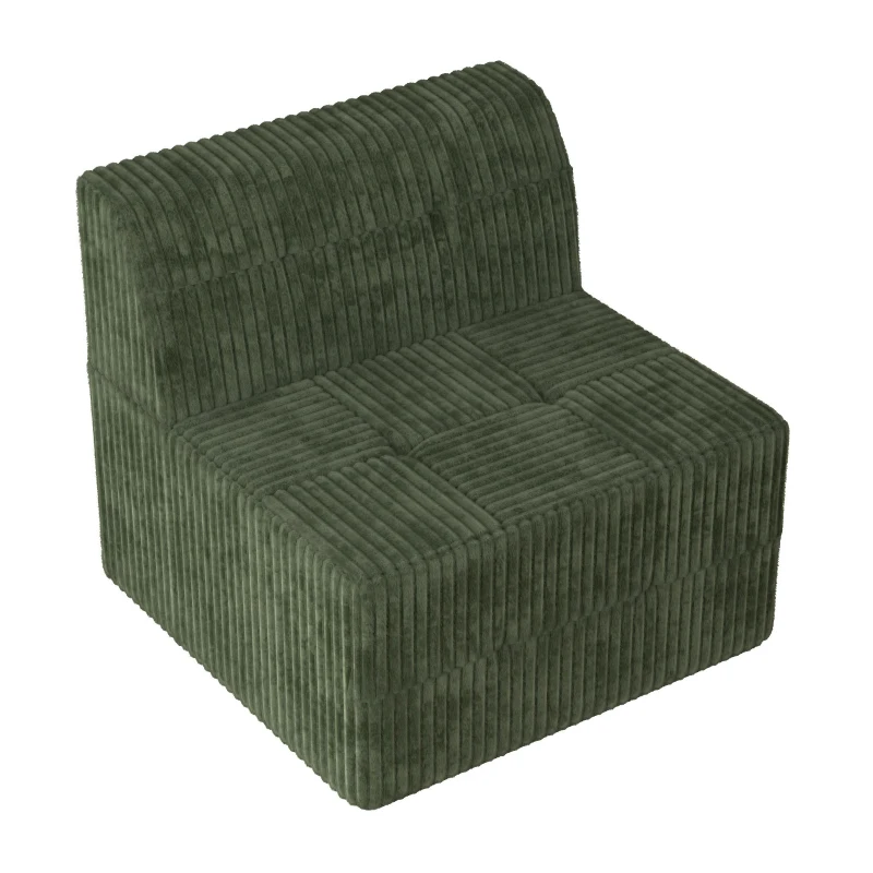 Single-Seat Compressed Sectional Sofa with Reversible Modular Design, Foam Construction for Plush Lounging, 33" L x 32" W x 30" H, Green