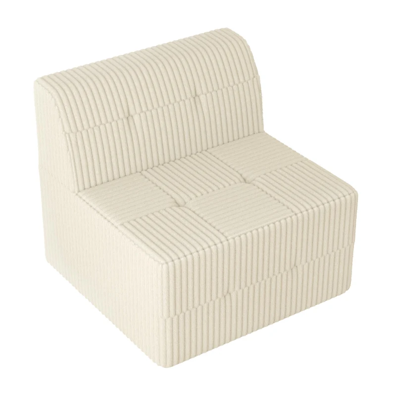 Single-Seat Compressed Sectional Sofa with Reversible Modular Design, Foam Construction for Plush Lounging, 33" L x 32" W x 30" H, White
