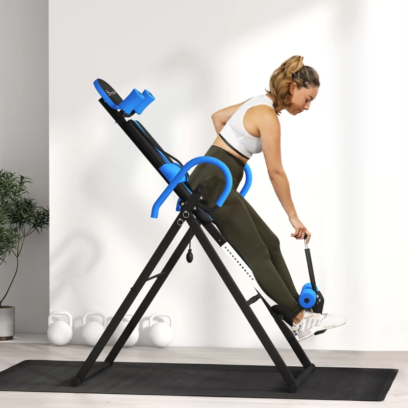 Soozier Folding Inversion Table, 20°/40°/60° Adjustable, with Safety Belt and Waist Pad for Back Pain Relief