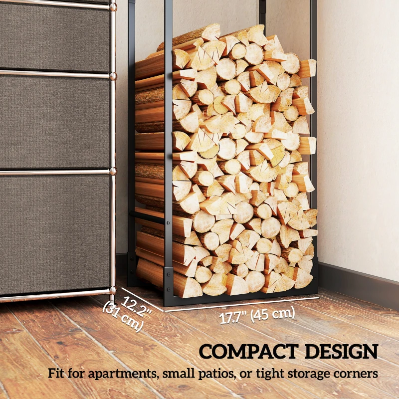 Outsunny Firewood Rack Outdoor, Heavy Duty Log Holder with Adjustable Shelf for Fireplace, Indoor Outdoor Fire Wood Storage Rack
