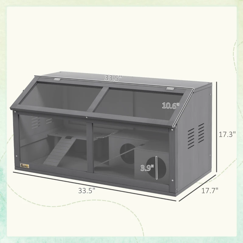 PawHut Rat Cage Hamster Cage Small Animal Playhouse for Gerbils with Suspension Bridge, Ladders, Openable Top Hut