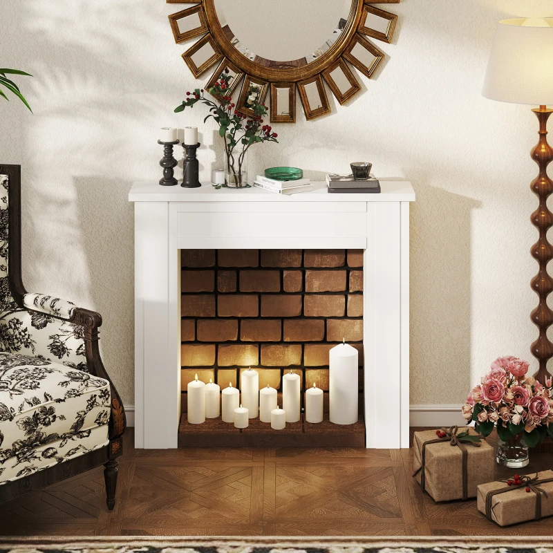 HOMCOM Modern Fireplace Mantel, Freestanding Fireplace Surround with Leg for Electric Fireplaces, 44.7" W x 40" H, White