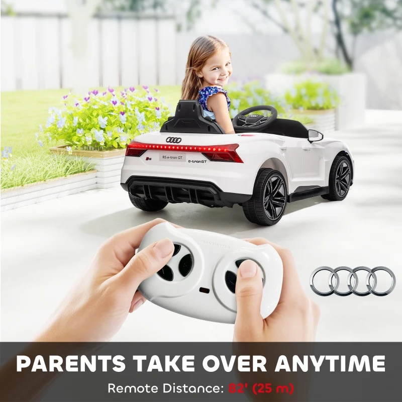 Aosom Licensed Audi RS e-tron GT 12V Ride On Car Truck for Kids, Electric Car Ride On Vehicle w/Parent Remote Control, Music, Lights, for Toddlers, White