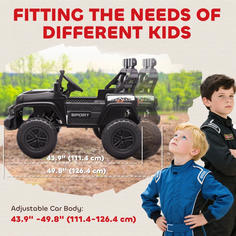 Qaba Ride on Truck Car with 2-Seater, 24V Electric Car with 4 Motors, Remote Control, Spring Suspension for 3-8 Years, Black
