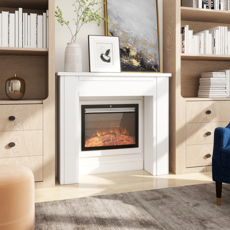 HOMCOM Modern Fireplace Mantel, Freestanding Fireplace Surround with Leg for Electric Fireplaces, 44.7" W x 40" H, White