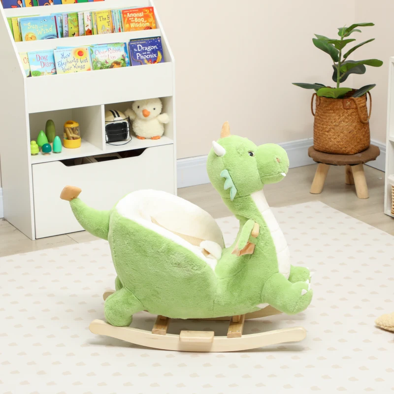 Qaba Baby Rocking Horse, Kids Ride On Toy with Realistic Sound and Safety Belt for Kids 18–36 Months, Green