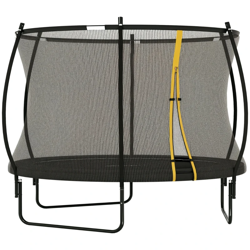 Soozier 10ft Outdoor Trampoline with Net Enclosure, Curved Poles and Safety Pad, ASTM Approved, Black