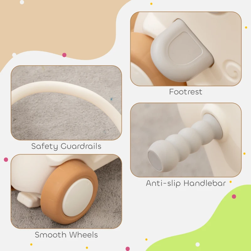 Qaba Rocking Horse for Toddlers 2-5 Years, 4-in-1 Baby Rocking Horse with Detachable Balance Board and Push Handle, Brown