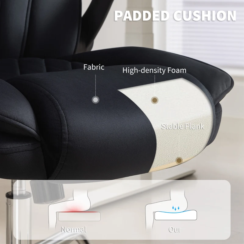 HOMCOM Executive Office Chair, Desk Chair with Flip-up Armrest, Diamond Fabric Computer Chair for Home Office, Black