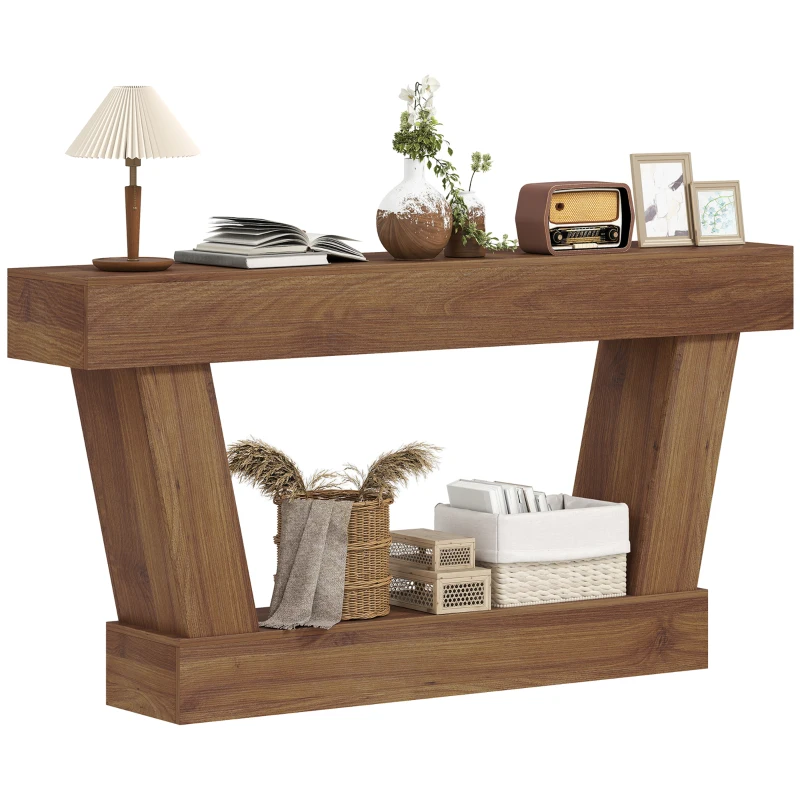 HOMCOM 63 Inch Vintage Console Table, Narrow Entryway Table with Open Shelf for Living Room, Dark Brown