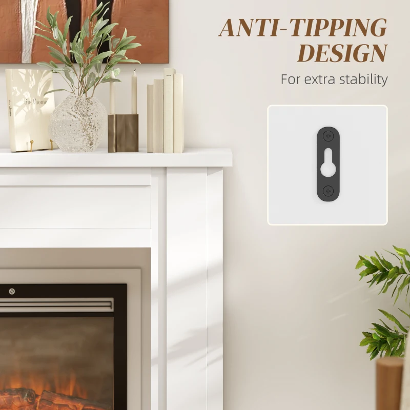 HOMCOM Modern Fireplace Mantel, Freestanding Fireplace Surround with Leg for Electric Fireplaces, 44.7" W x 40" H, White