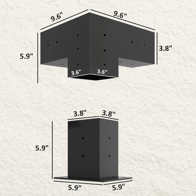 Outsunny 8PCS Pergola Kit, Pergola Brackets with 3-Way & 4-Way Corner Brackets for 4"x4" (Actual 3.6"x3.6") Lumber