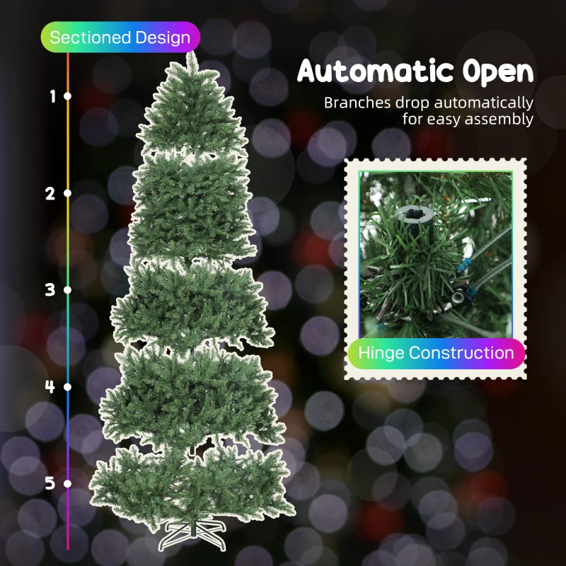 HOMCOM 9ft Prelit Christmas Tree with Full-Spectrum LEDs, Smart App Control, Wide Full Hinged Xmas Tree, Easy Assembly