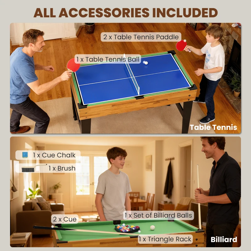 Soozier 48 in 13-in-1 Combo Multi Game Table with Foosball, Pool, Hockey and More for Kids and Adults, Light Walnut