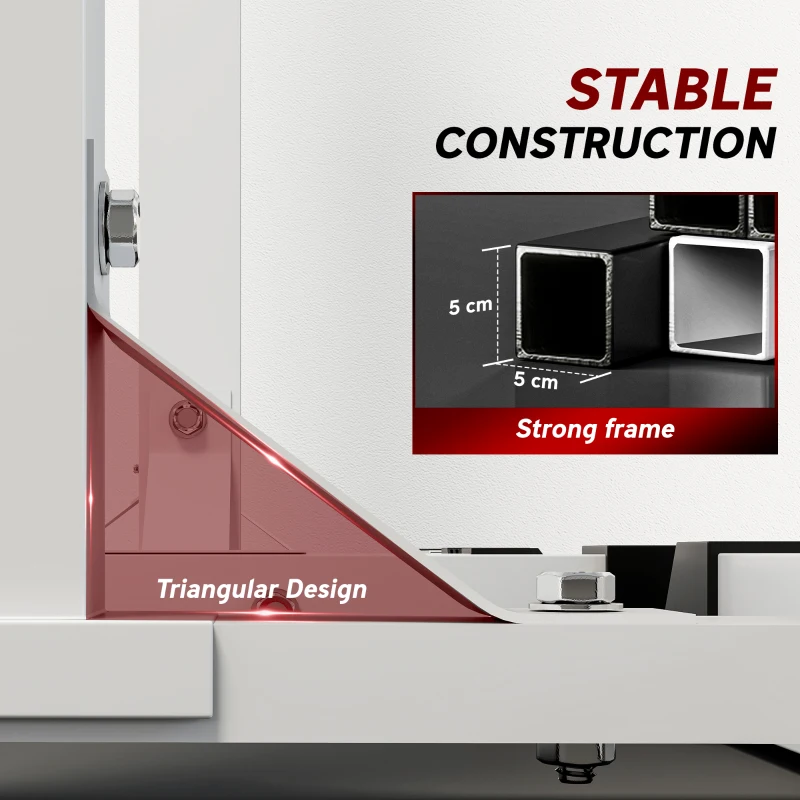 Soozier Adjustable Barbell Rack Stable Power Squat Stand Portable 2 Bars Barbell Holder Weight Rack, Black and White